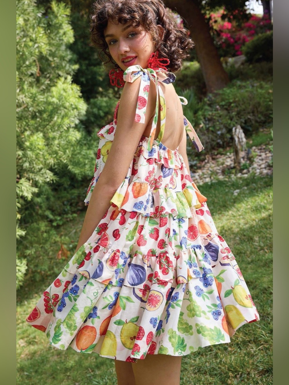Jacquie the Label Mirabelle Fruit Print Tiered Sundress - Size Small